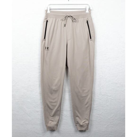 UNDER ARMOUR Sportstyle Jogger Pants Fleece Khaki Gym Training Lounge Mens Sz M - Picture 4 of 13